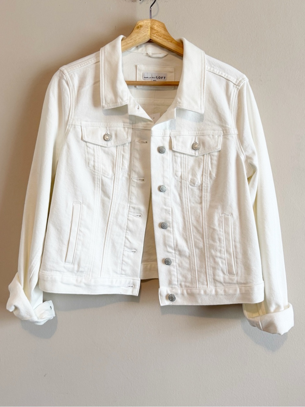 loft | white denim trucker jacket